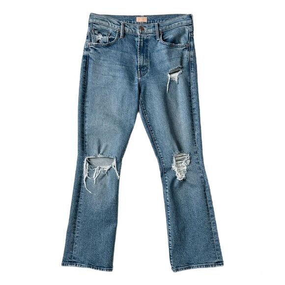 Mother The Insider Ankle Mid Rise Flare Jean Bloom And Doom Distressed Size 29 - Picture 2 of 8